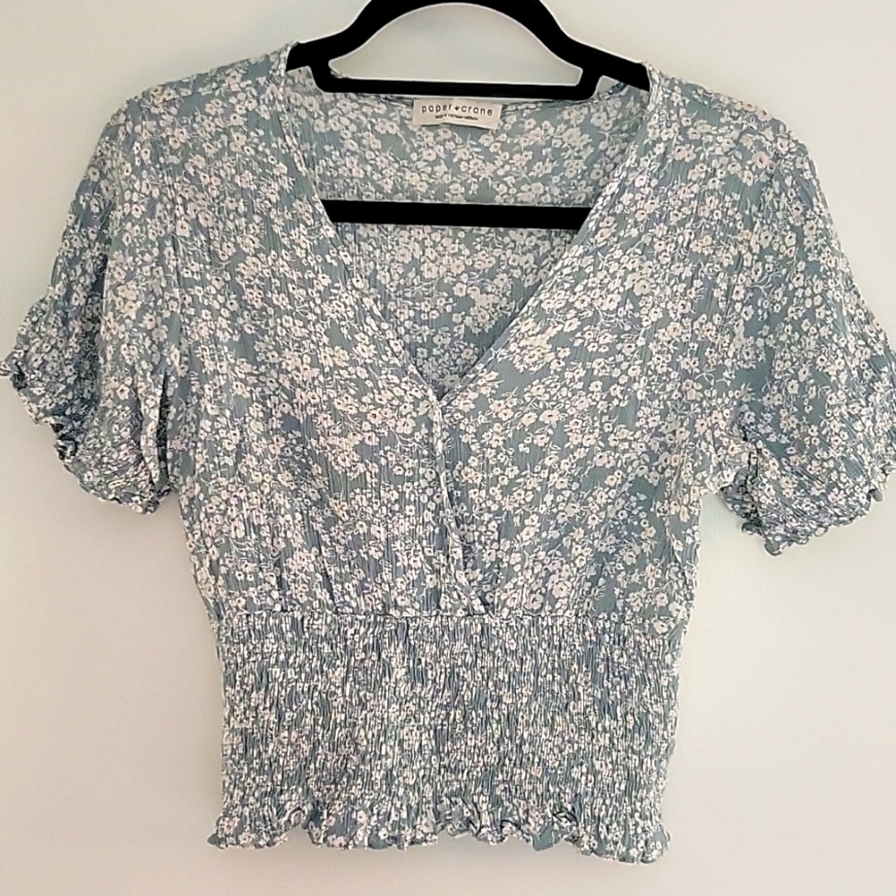 Paper Crane Floral Blouse Women’s Sz Medium Cottagecore Feminine